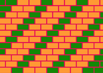 red or orange and green brick wall