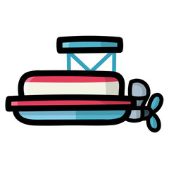 pontoon boat filled outline icon style