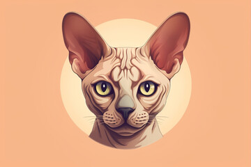 portrait of a sphinx cat with yellow eyes, geometric shapes on the background, concept art for a cafe, art spaces