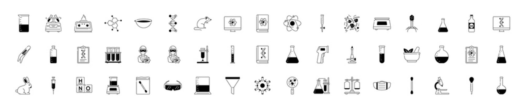 Science lab and disease prevention signs. Medical healthcare, doctor icons. Chemical formula, medical doctor research, chemistry testing lab icons. Vector illustration