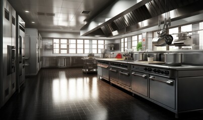 a modern kitchen full of stainless steel Generative AI