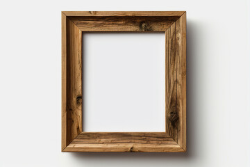 The empty wooden frame on white background with empty space for image