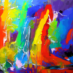 Multi-color Abstract background. Acrylic painting. Hand-drawn illustration.