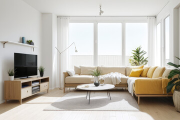 Naklejka na ściany i meble modern living room interior, generative ai