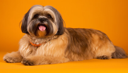 Naklejka na ściany i meble Charming purebred lap dog, fluffy Pomeranian, playful and obedient generated by AI