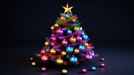 Obraz premium Decorated christmas tree in snow on white background. Generative ai