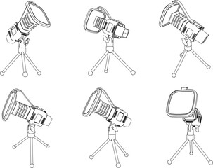 Stage speech microphone cartoon illustration vector sketch