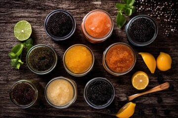 stock photo of caviar flat lay Food Photography AI Generated