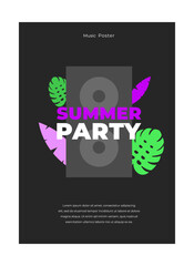Summer Party Poste. Poster for celebration. Vector illustration
