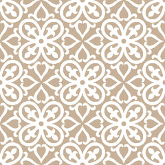 Ancient ceramic tile pattern. Wall or floor texture. Decorative antique stone ornament.