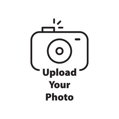 thin line black camera logo like upload your photo. graphic art design element isolated on white background or linear style trend logotype. web ui symbol of transfer for photographic gallery concept