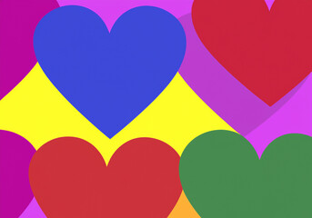 Pride Gradient Background with LGBTQ Pride Flag Colours HEART PRIDE MONTH