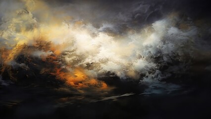 Abstract painting Dark smoke clouds