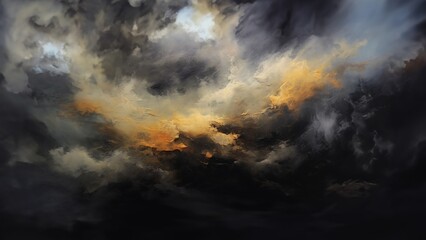Naklejka premium Abstract painting Dark smoke clouds