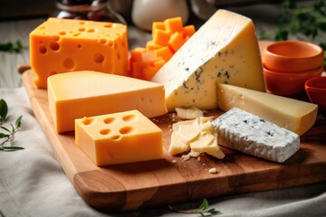 stock photo of cheese on the kitchen flat Food Photography AI Generated