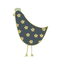 Cute hen isolated on white background. Bird pattern. graphic design element. Vector illustration