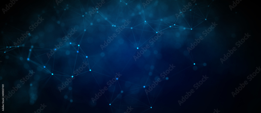 Poster abstract futuristic - technology with polygonal shapes on dark blue background. design digital techn