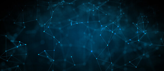 Abstract futuristic - technology with polygonal shapes on dark blue background. Design digital technology concept. 3d illustration.