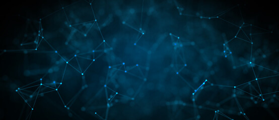 Abstract futuristic - technology with polygonal shapes on dark blue background. Design digital technology concept. 3d illustration.