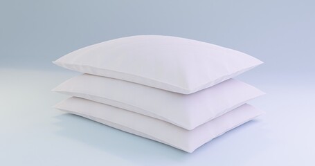 3d illustration of a stack of white pillows. 