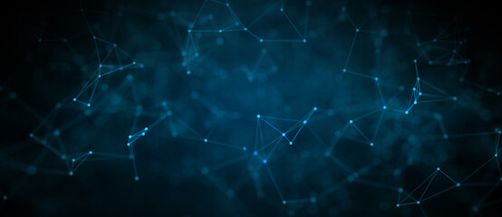 Abstract futuristic - technology with polygonal shapes on dark blue background. Design digital technology concept. 3d illustration.