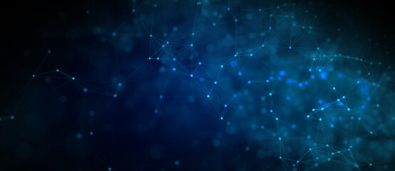 Obraz premium Abstract futuristic - technology with polygonal shapes on dark blue background. Design digital technology concept. 3d illustration.