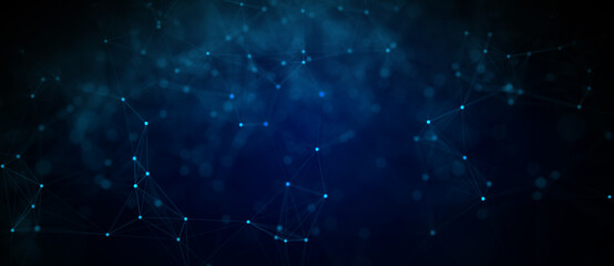 Abstract futuristic - technology with polygonal shapes on dark blue background. Design digital technology concept. 3d illustration.