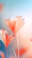 Soft Pastel Summer Concept. Ethereal Exotic Flowers Mobile Screensaver Background