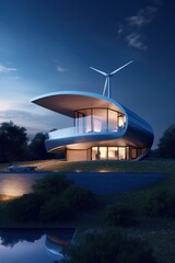 Fototapeta na wymiar Clean energy powered futuristic house, generative ai