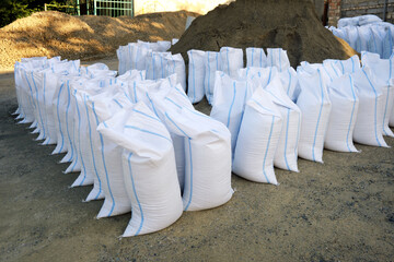 Lots of gravel or sandbags for building and renovation.