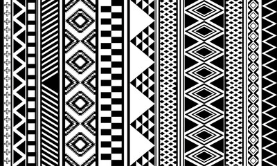 Black white Navajo tribal vector seamless pattern. Native American ornament. Ethnic South Western decor style. Boho geometric ornament. Vector seamless pattern. Mexican blanket, rug. Woven carpet
