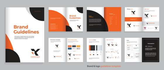 Brand guideline design, brand or logo guidelines template, a4 size professional template - obrazy, fototapety, plakaty