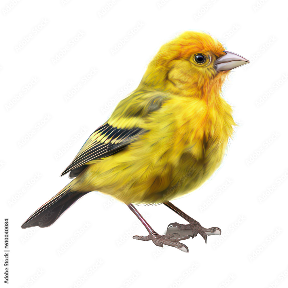 Poster weaverbird isolated on white created with generative ai