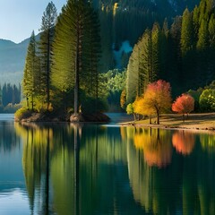 reflection of trees in the lake