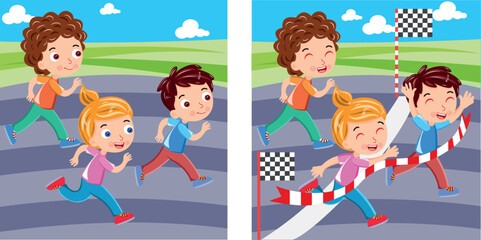 children playing running