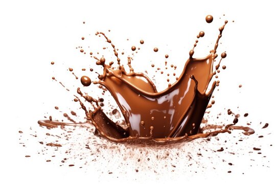 stock photo of chocolate splash isolated on white background Food Photography AI Generated
