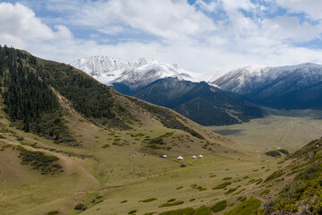 Fototapeta premium Summer mountain landscape. Kyrgyzstan mountains. Issyk-Kul region.