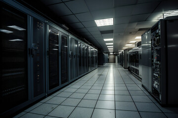 Obraz premium Big server room, ai generated