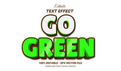 go green 3d editable cartoon text effect