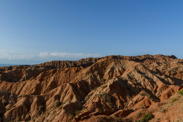 Canyon in Kyrgyzstan. Multi-colored canyon Fairy Tale. Kyrgyzstan mountains. Issyk-Kul region....