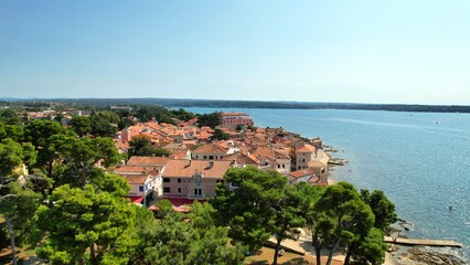 Naklejka na ściany i meble Novigrad - Istrien - Croatia An aerial view with the drone over the beautiful town of Novigrad 