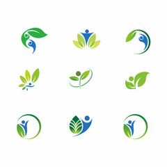 set of leaf and people vector 
