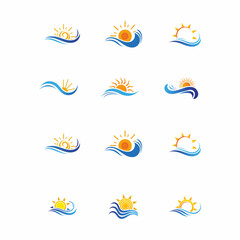 Fototapeta na wymiar set of summer sun vector illustration 
