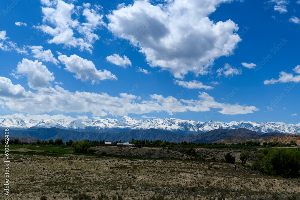 Wall mural Summer mountain landscape. Kyrgyzstan mountains. Issyk-Kul region.