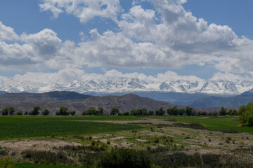 Summer mountain landscape. Kyrgyzstan mountains. Issyk-Kul region.