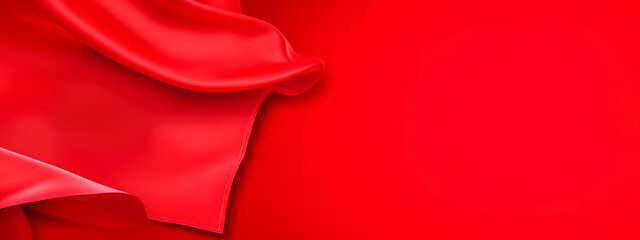 red color sateen banner with copy space, made with Generative AI
