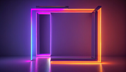 Neon tube Frame Pink Blue orange purple Abstract background Ai generated image