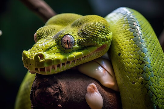 green tree python created with Generative AI technology