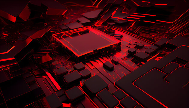 Red Technology Background Ai generated image 