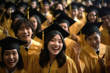 Happy diverse satisfied university graduates made with Generative AI technology